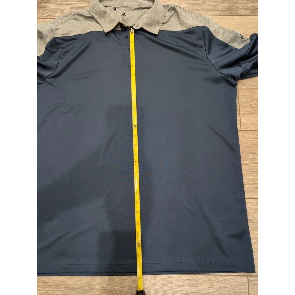 ADIDAS 3 BUTTON GOLF POLO LONG SLEEVE STRETCH PRIME GREEN MEN'S XL NAVY/GRAY